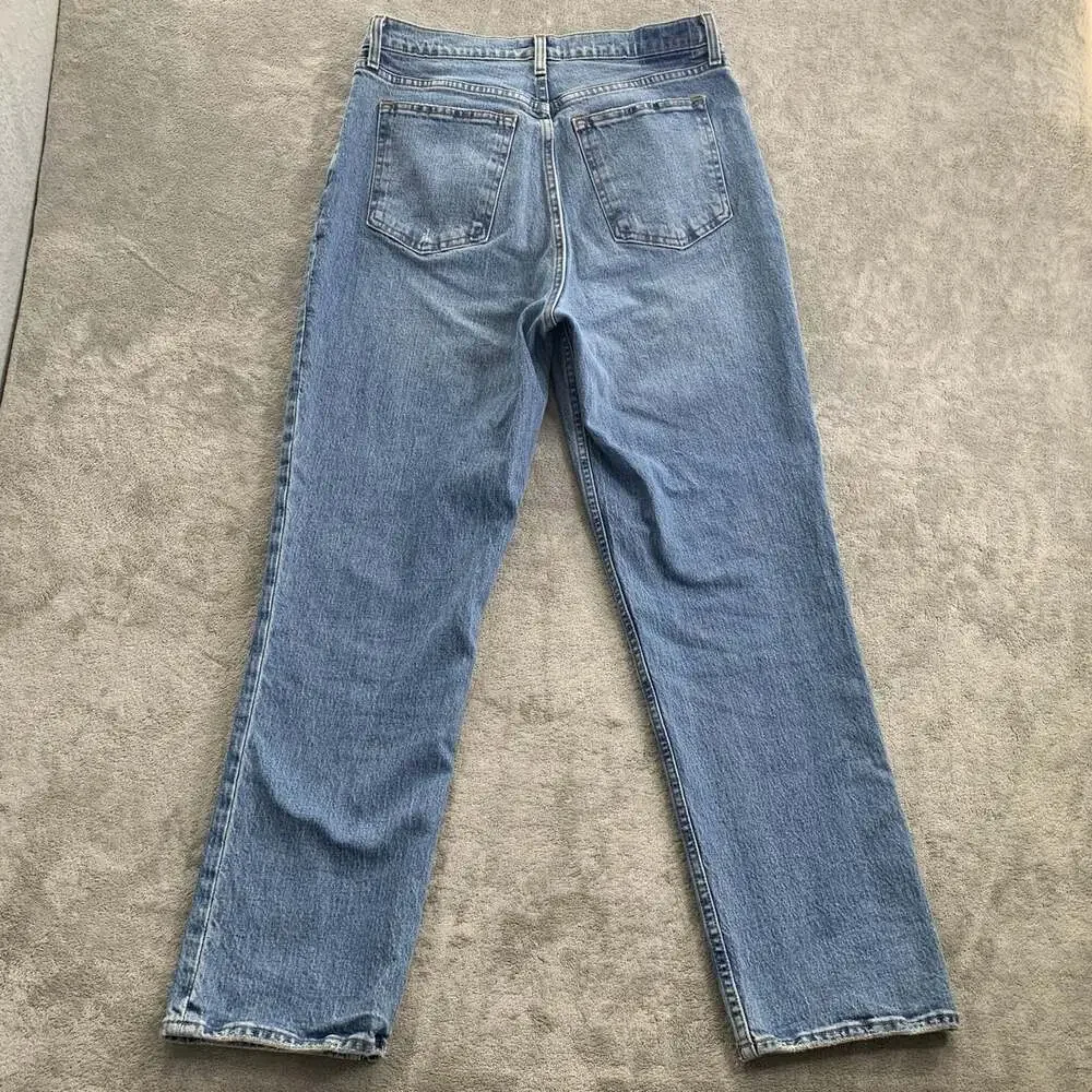 Abercrombie & Fitch 90s Straight Ultra High Rise Jeans Womens 32 14R Blue Denim